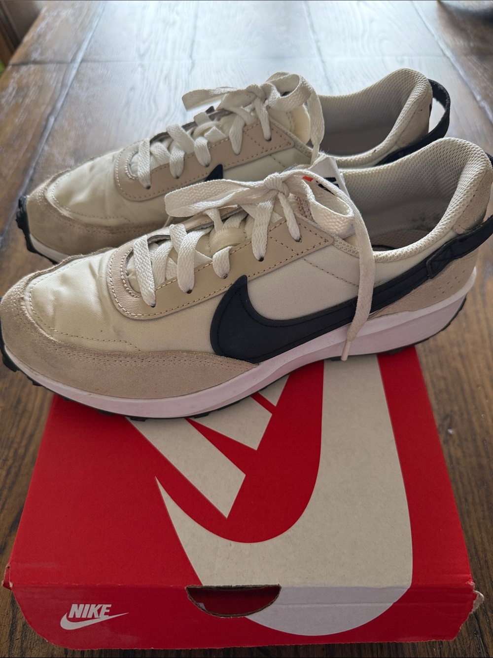 Nike Women's Beige and White Athletic Waffle Sneakers - Picture 4 of 4